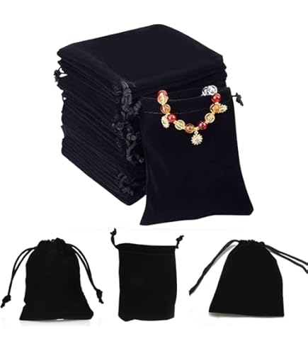 Amazon.co.jp: aleawol 100枚セット 巾着袋 ベロア調 ジュエリーポーチ